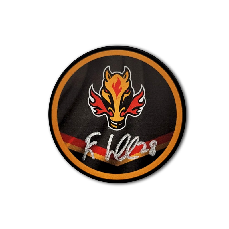 Elias Lindholm Calgary Flames Reverse Retro Autographed Puck