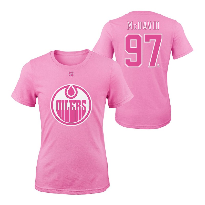 Name & Number Youth Pink T-Shirt – Edmonton Oilers Connor McDavid
