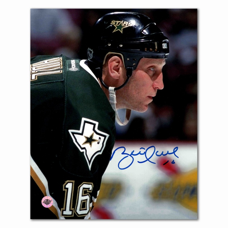 Brett Hull Autographed Dallas Stars Close Up 8×10 Photo