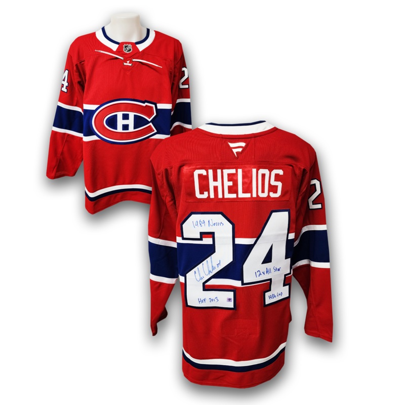 Chris Chelios Autographed Montreal Canadiens Fanatics Premium Jersey Career Inscriptions