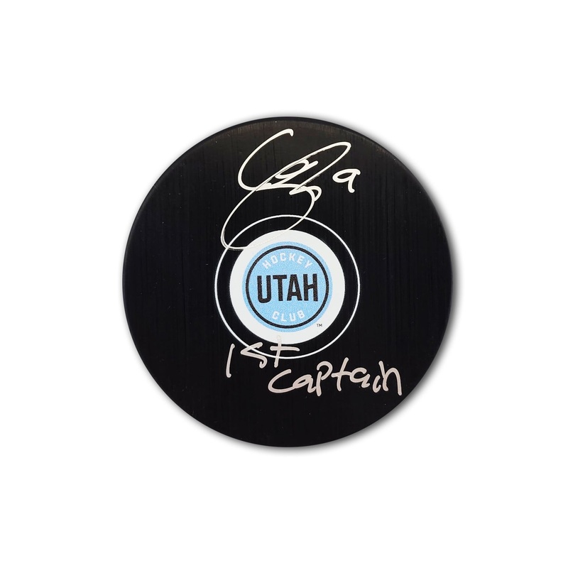 Clayton Keller Autographed Utah Hockey Club Hockey Puck Inscribed 1st Captain