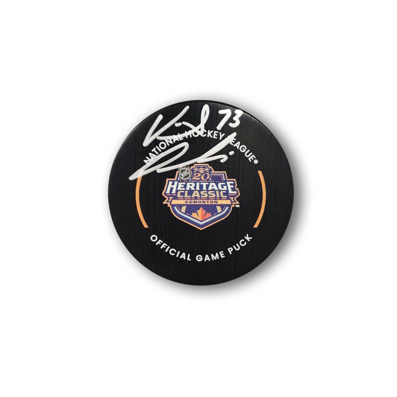 Vincent Desharnais Autographed Edmonton Oilers Winter Classic Official Hockey Puck