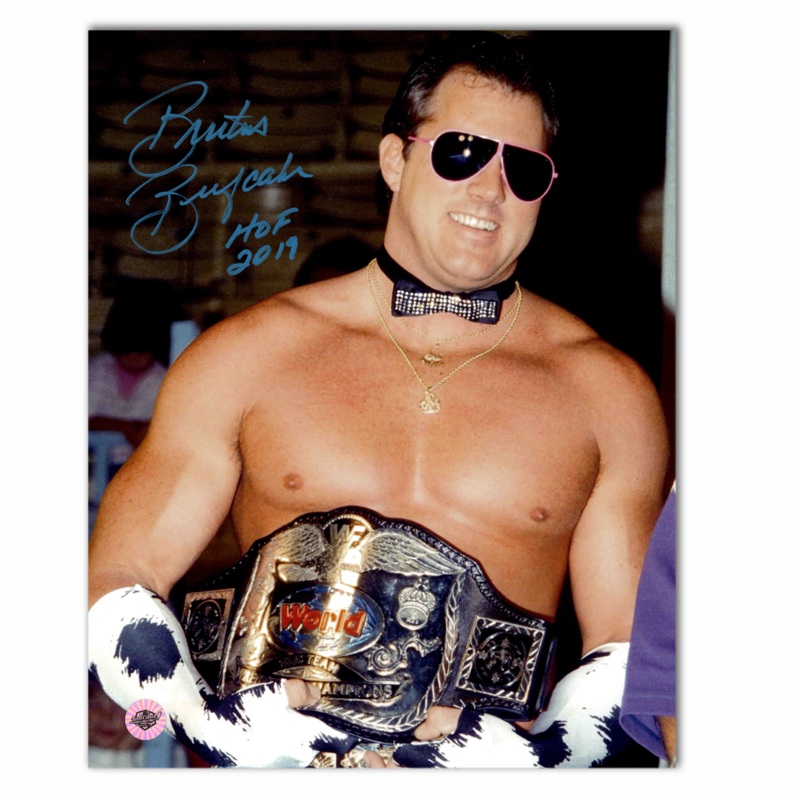 Brutus Beefcake Autographed WWE 8×10 Photo (Belt)
