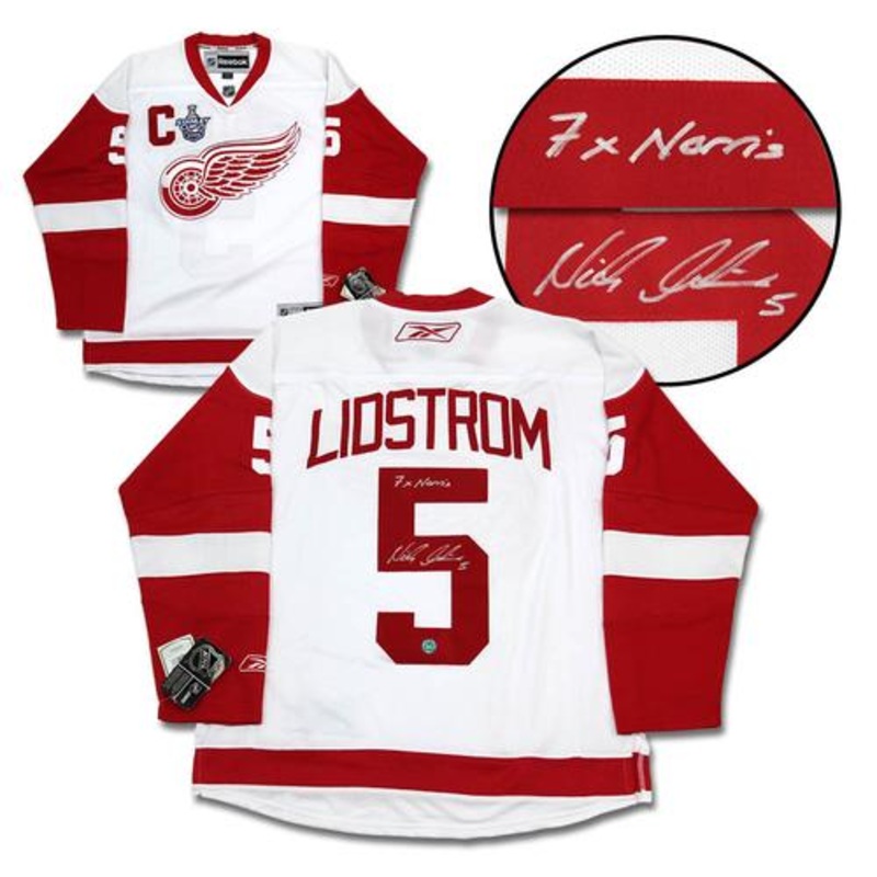 Nicklas Lidstrom Detroit Red Wings Signed Norris Stanley Cup Reebok Jersey