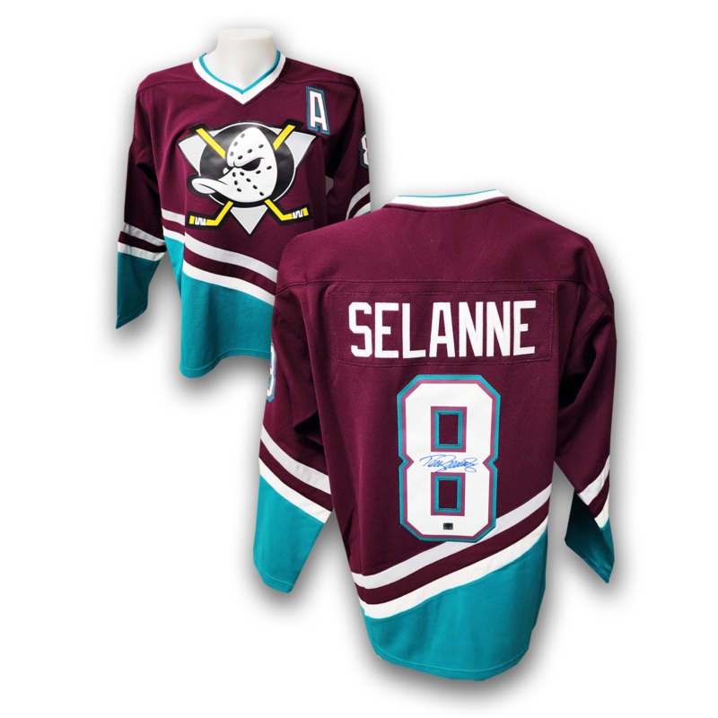 Teemu Selanne Autographed Anaheim Ducks Mitchell and Ness Jersey