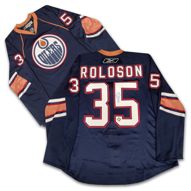 Dwayne Roloson Edmonton Oilers Navy Reebok Authentic Jersey
