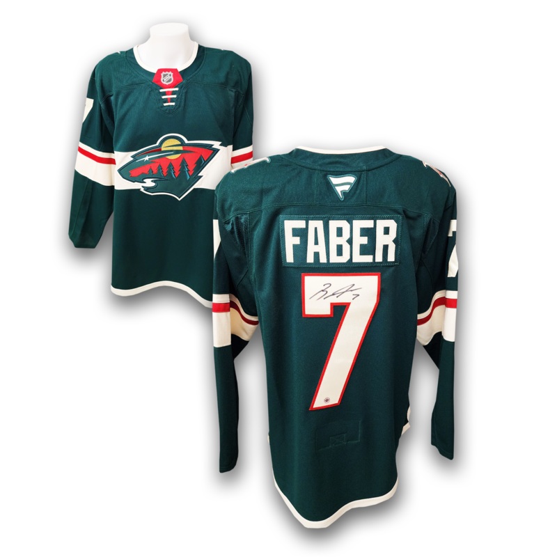 Brock Faber Autographed Minnesota Wild Home Fanatics Premium Jersey