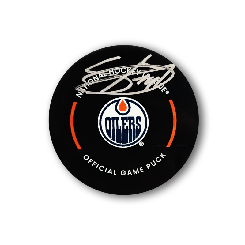 Stuart Skinner Edmonton Oilers Autographed Official Hockey Puck