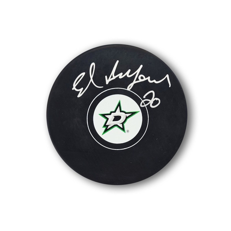 Ed Belfour Autographed Dallas Stars Hockey Puck