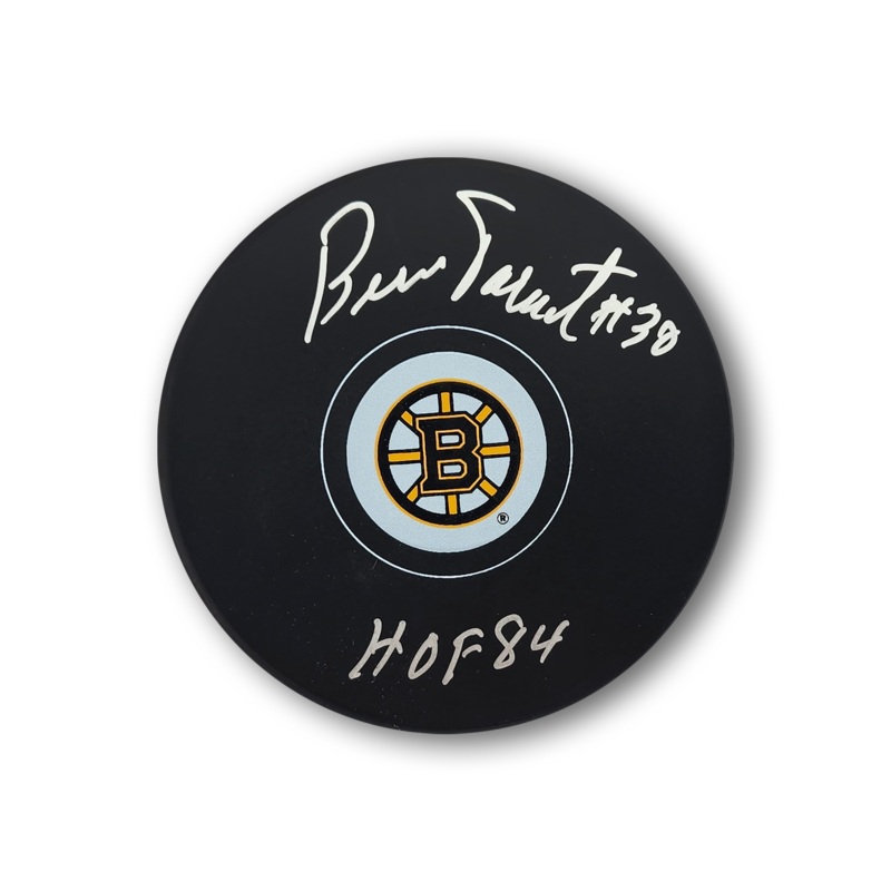 Bernie Parent Autographed Boston Bruins Hockey Puck HOF 84