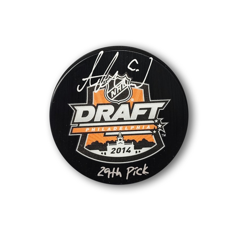 Adrian Kempe Autographed 2014 NHL Draft Hockey Puck Inscribed 29th Pick