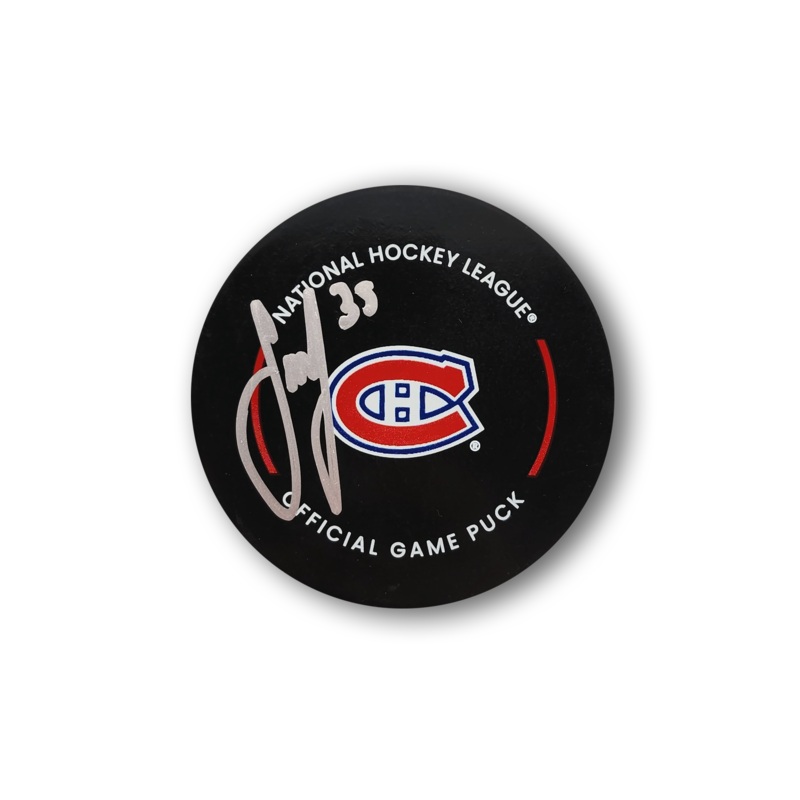 Sam Montembeault Autographed Montreal Canadiens Official Hockey Puck