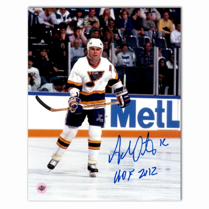 Adam Oates Autographed St. Louis Blues Away 8×10 Photo
