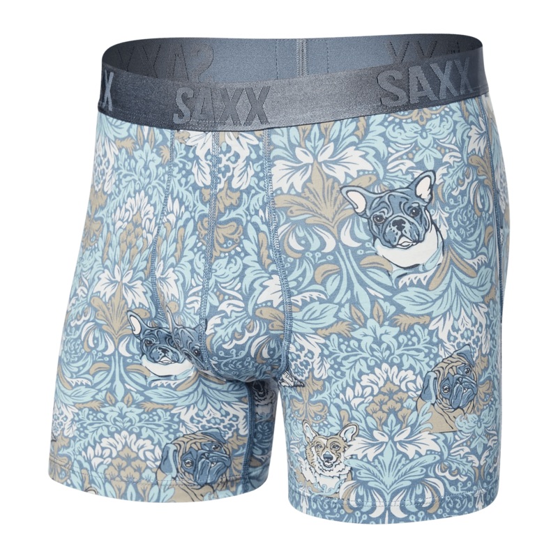 Saxx 22nd Century Silk Boxers – Fleur De Pugs – LIS Blue