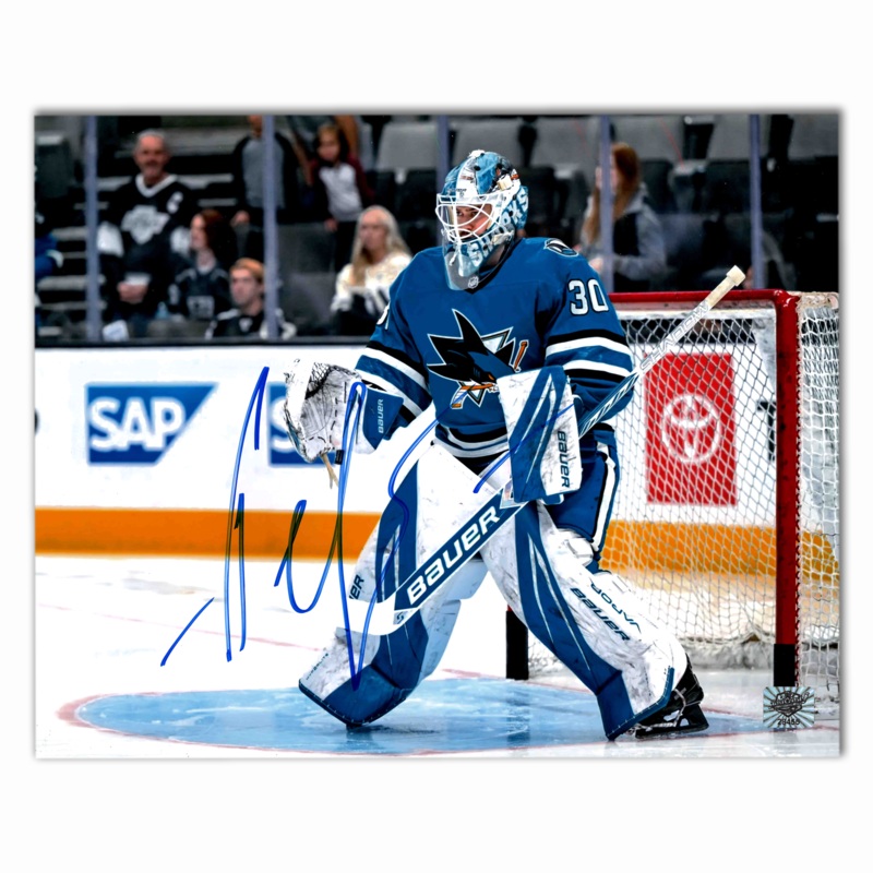 Yaroslav Askarov Autographed San Jose Sharks Home 8×10 Horizontal Photo