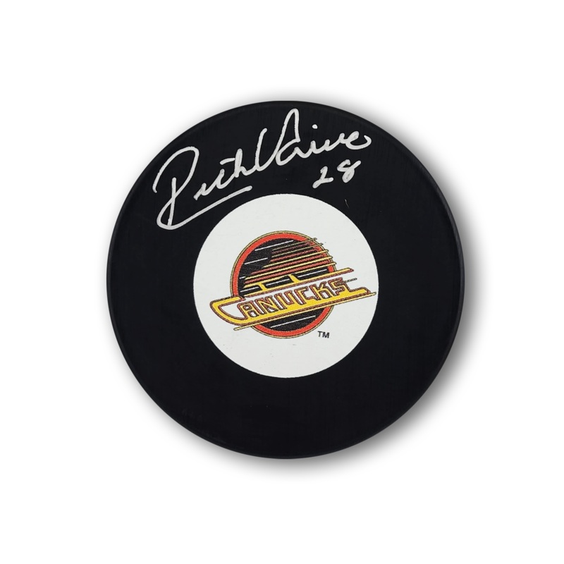 Rick Vaive Autographed Vancouver Canucks Hockey Puck