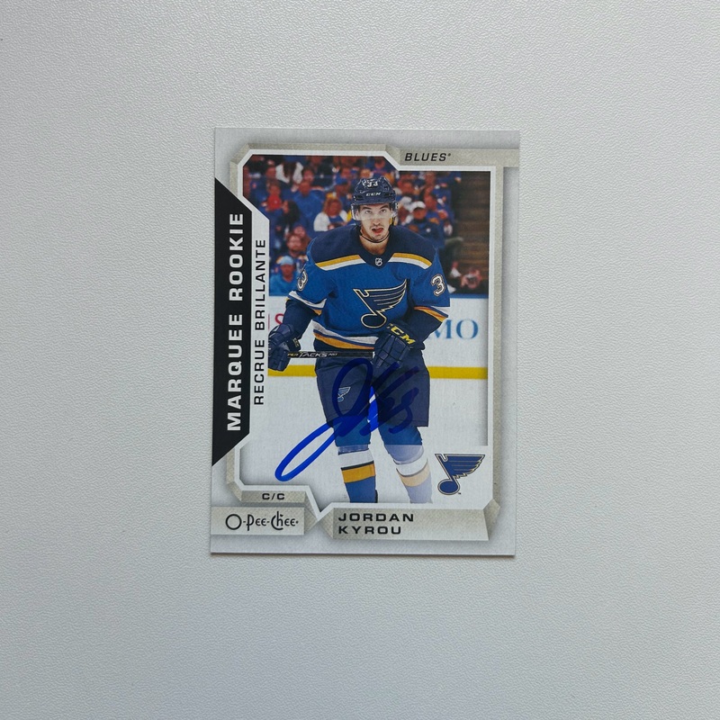 2018-19 OPC Marquee #621 JORDAN KYROU Autographed Rookie Card
