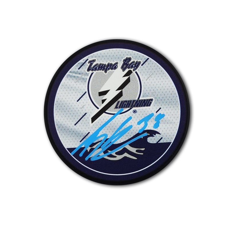 Brandon Hagel Autographed Tampa Bay Lightning Reverse Retro Hockey Puck