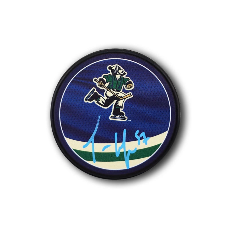 Tyler Myers Autographed Vancouver Canucks Reverse Retro Hockey Puck