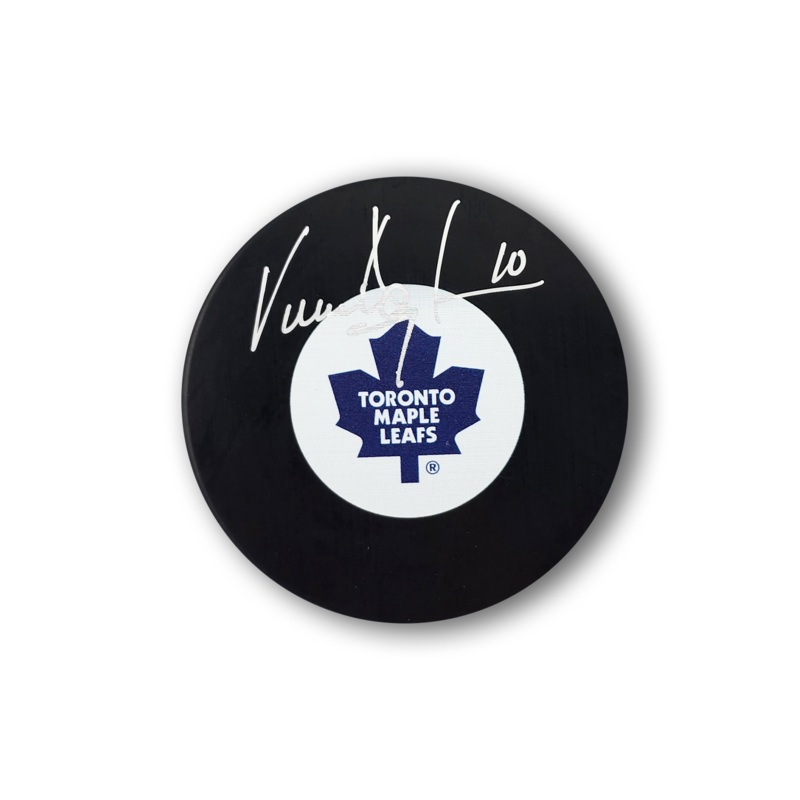 Vincent Damphousse Autographed Toronto Maple Leafs Hockey Puck