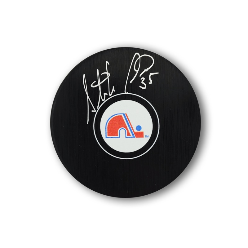 Stephane Fiset Autographed Quebec Nordiques Hockey Puck