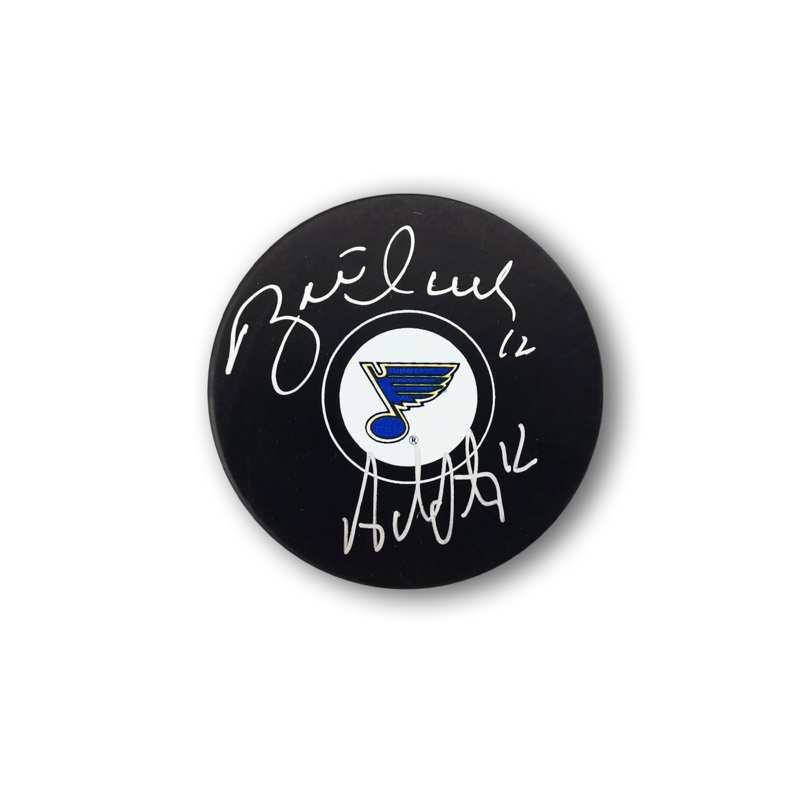 Brett Hull and Adam Oates Autographed St. Louis Blues Hockey Puck