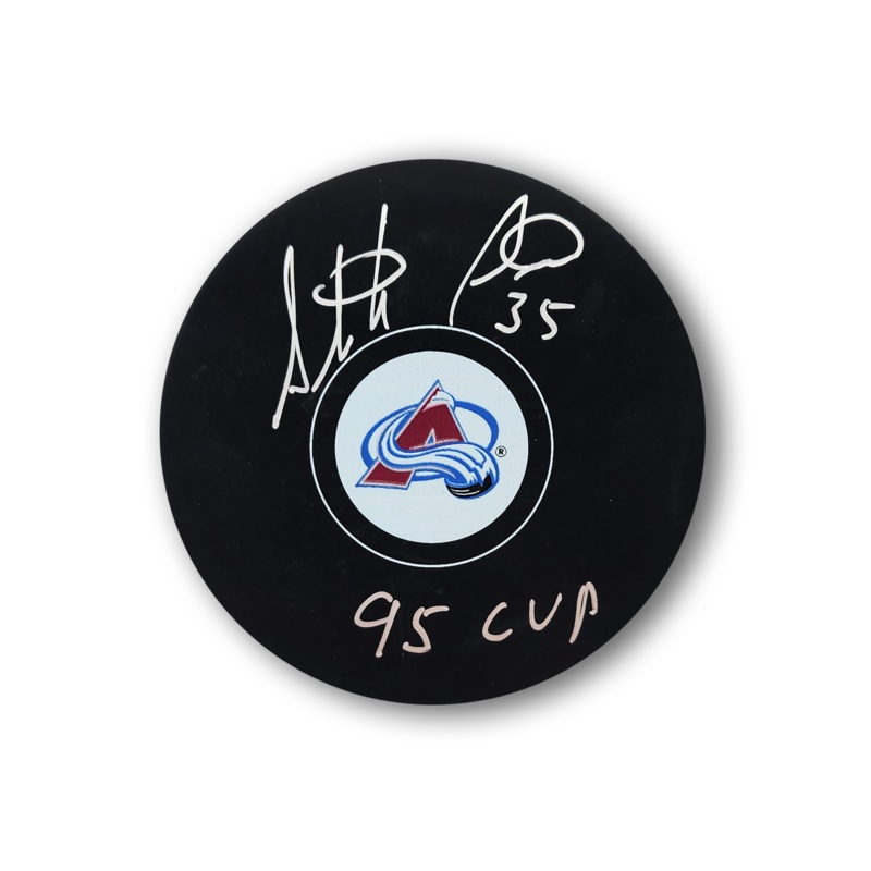 Stephane Fiset Autographed Colorado Avalanche Hockey Puck