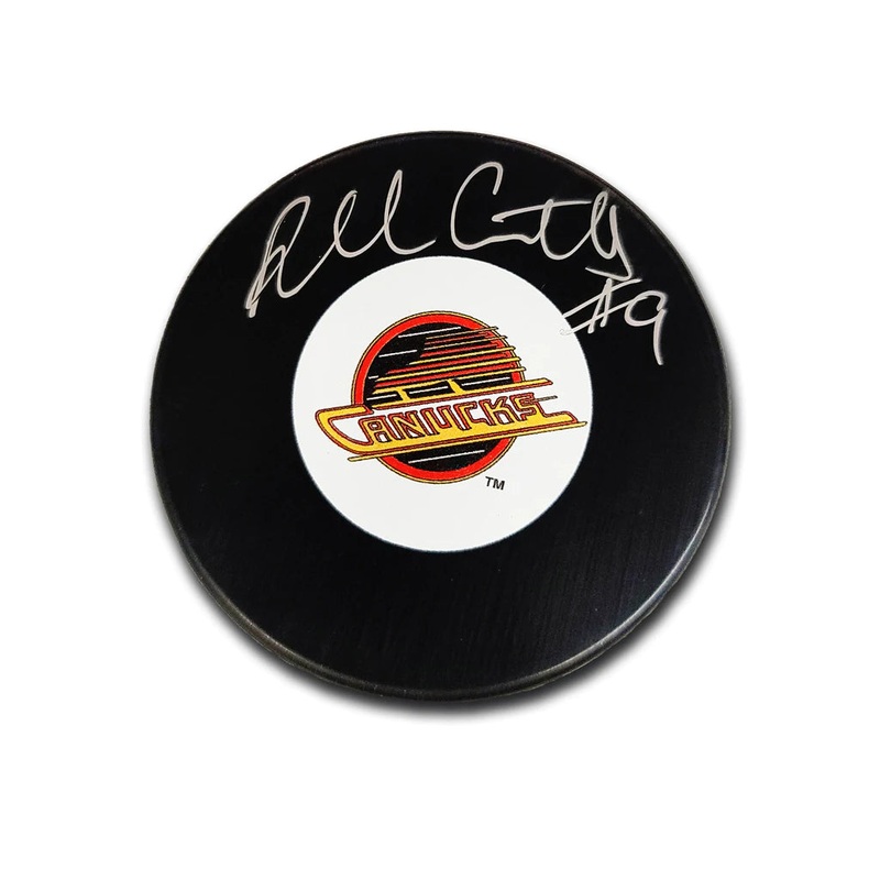 Russ Courtnall Vancouver Canucks Autographed Hockey Puck