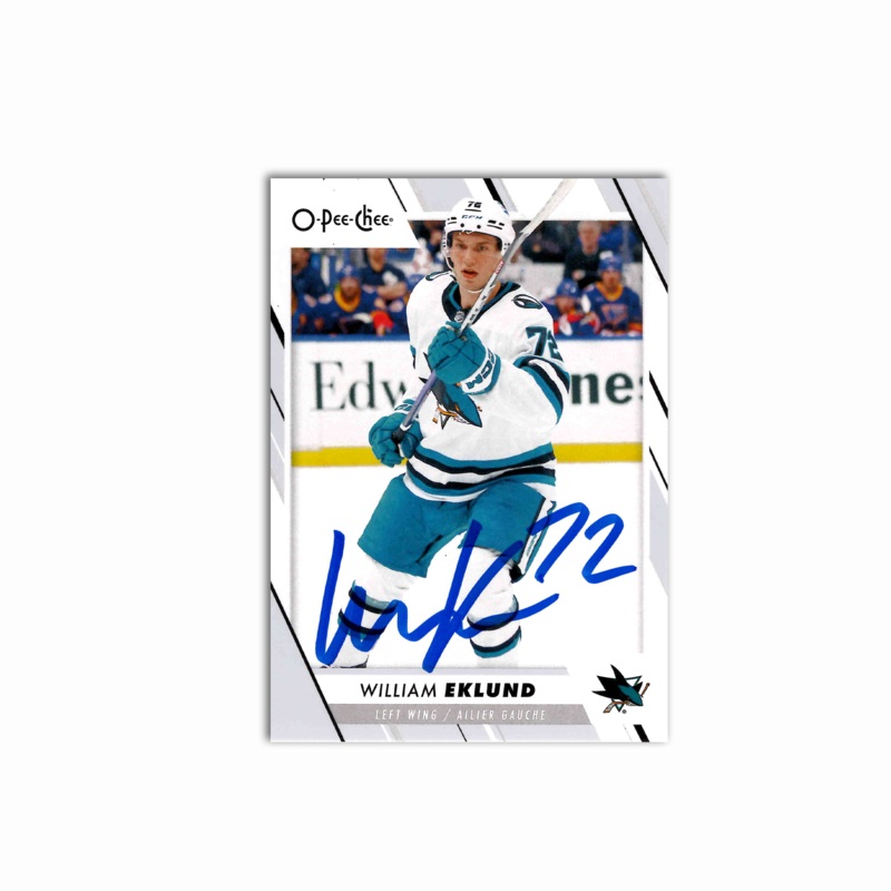 William Eklund Autographed San Jose Sharks 2023-24 O-Pee-Chee Hockey Card