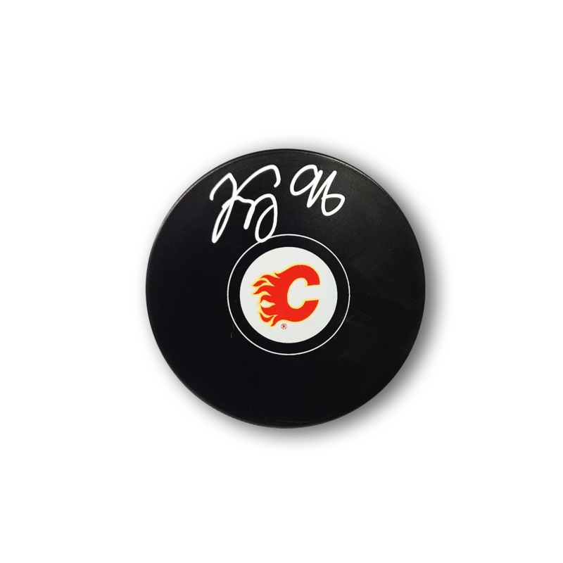 Andrei Kuzmenko Autographed Calgary Flames Hockey Puck