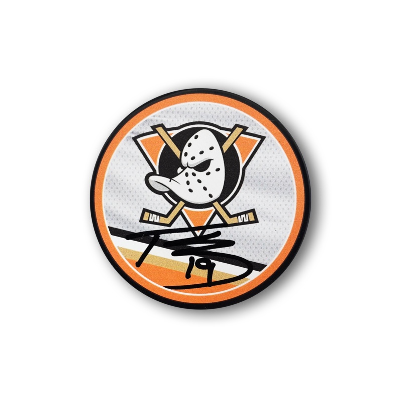 Troy Terry Autographed Anaheim Ducks Reverse Retro Hockey Puck
