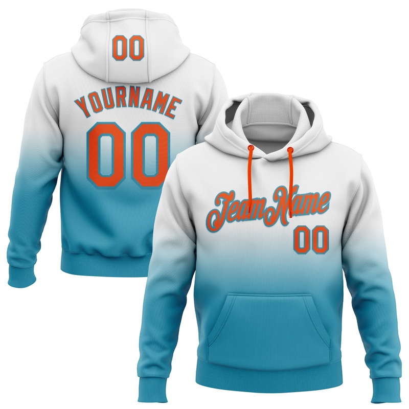 Custom Stitched White Orange-Panther Blue Fade Fashion Sports Pullover Sweatshirt Hoodie