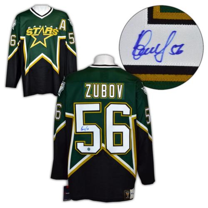 Sergei Zubov Dallas Stars Autographed Vintage Fanatics Jersey