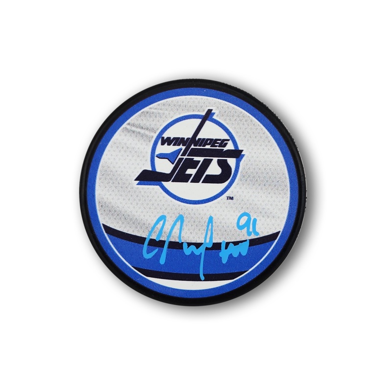 Cole Perfetti Autographed Winnipeg Jets Reverse Retro Hockey Puck