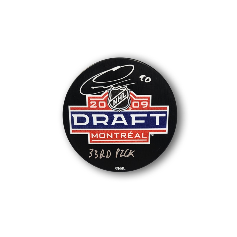 Ryan O’Reilly Autographed 2009 NHL Draft Hockey Puck Inscribed 33rd Pick