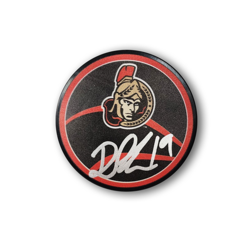 Drake Batherson Autographed Ottawa Senators Reverse Retro 2.0 Hockey Puck
