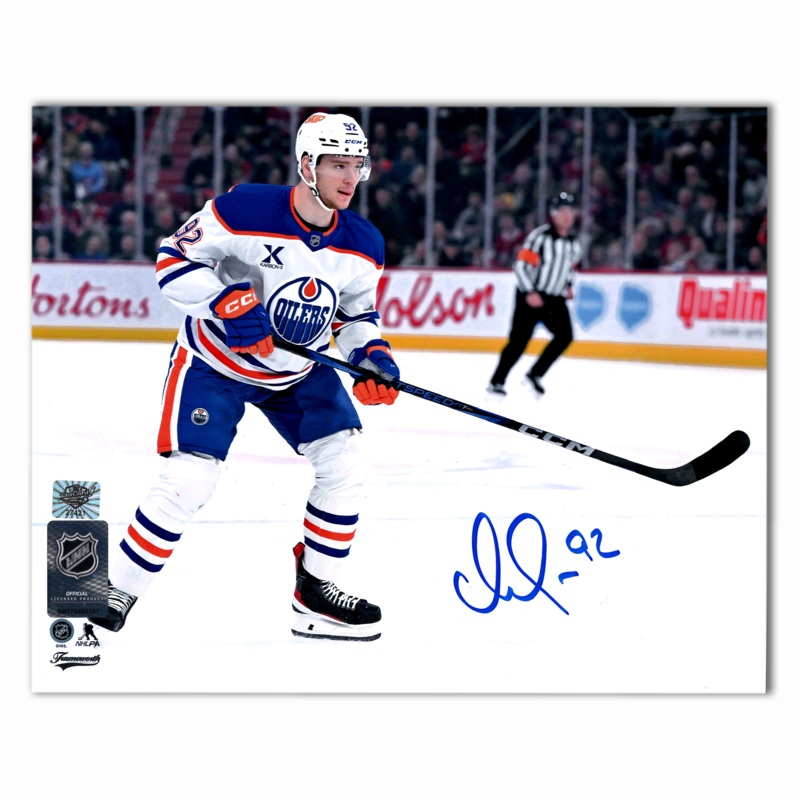 Vasily Podkolzin Autographed Edmonton Oilers Away 8×10 Photo