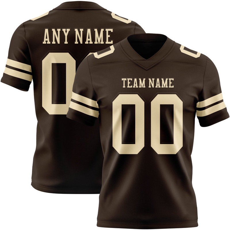 Custom Brown Cream Authentic Football Jersey