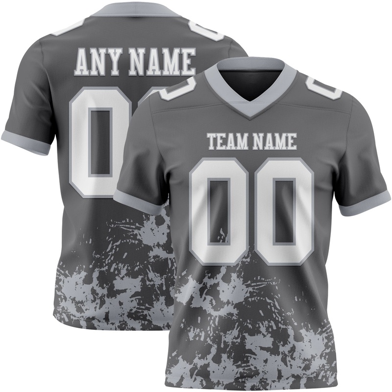 Custom Steel Gray White-Gray 3D Pattern Splash Authentic Football Jersey