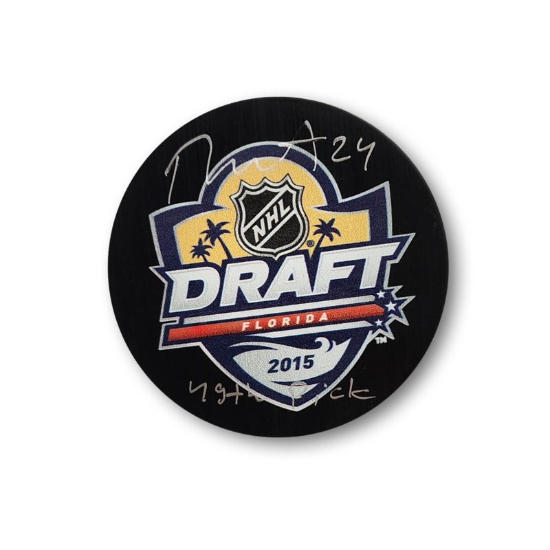 Roope Hintz Autographed 2015 NHL Draft Hockey Puck Inscribed 49th Pick
