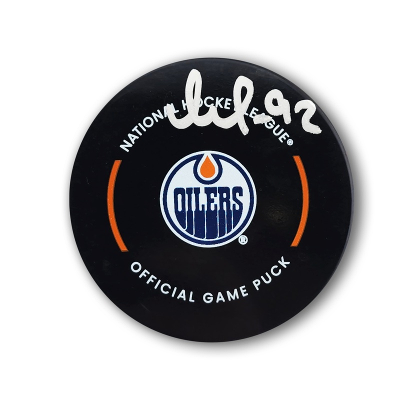 Vasily Podkolzin Autographed Edmonton Oilers Official Hockey Puck