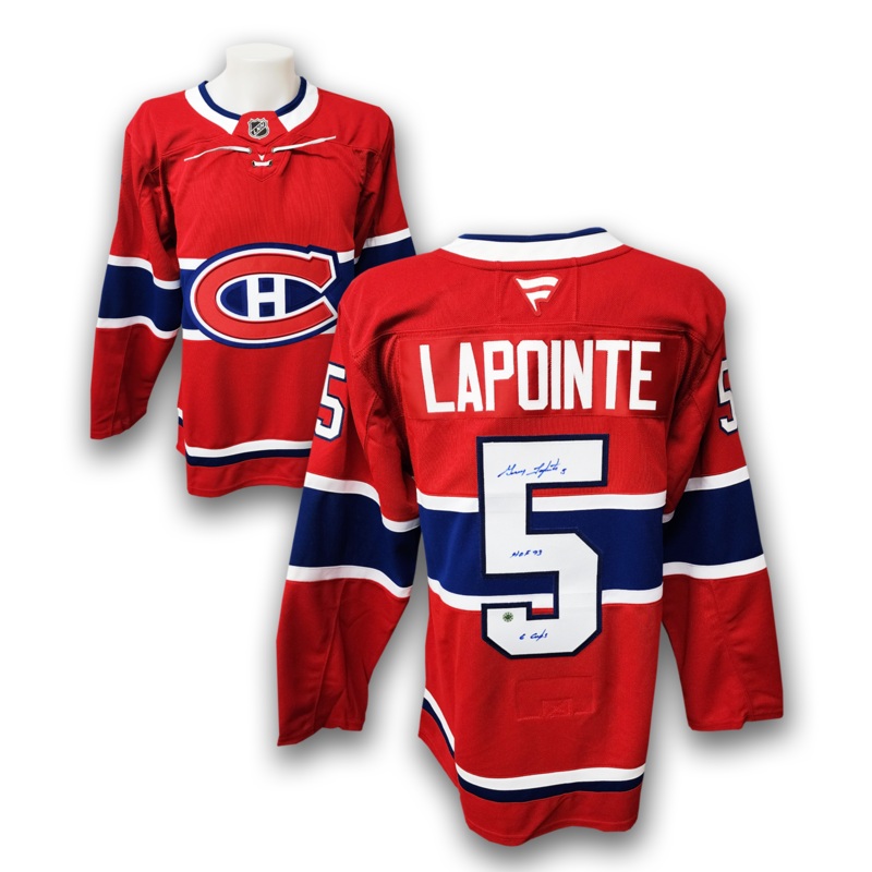 Guy Lapointe Autographed Montreal Canadiens Fanatics Premium Jersey Inscribed