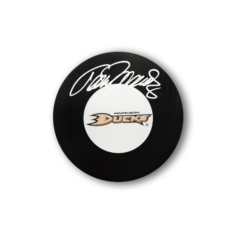 Teemu Selanne Autographed Anaheim Ducks Old Style Hockey Puck
