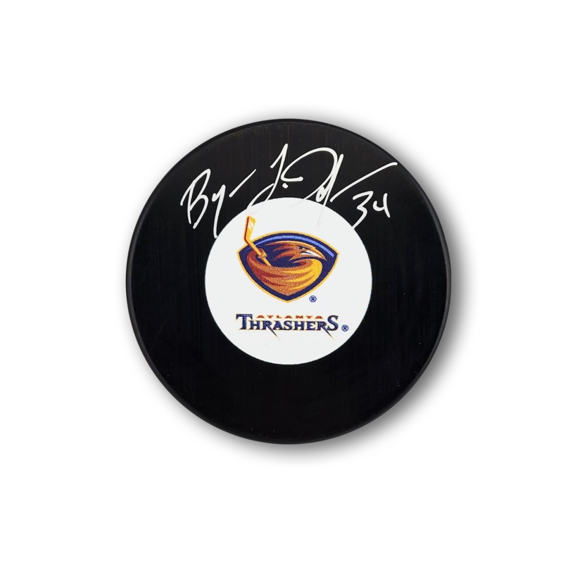 Byron Dafoe Autographed Atlanta Thrashers Hockey Puck
