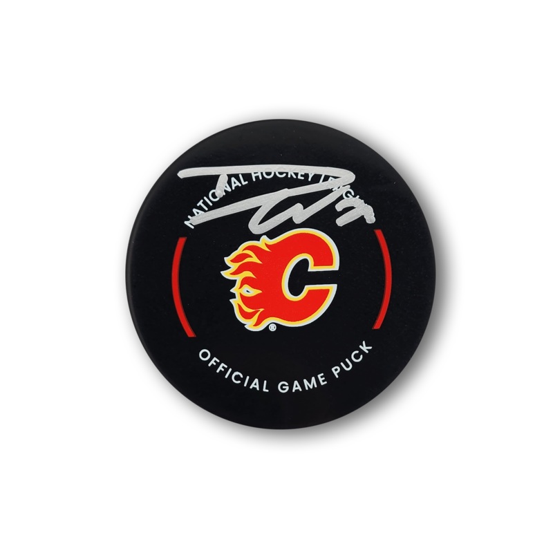 Dustin Wolf Autographed Calgary Flames Official Hockey Puck
