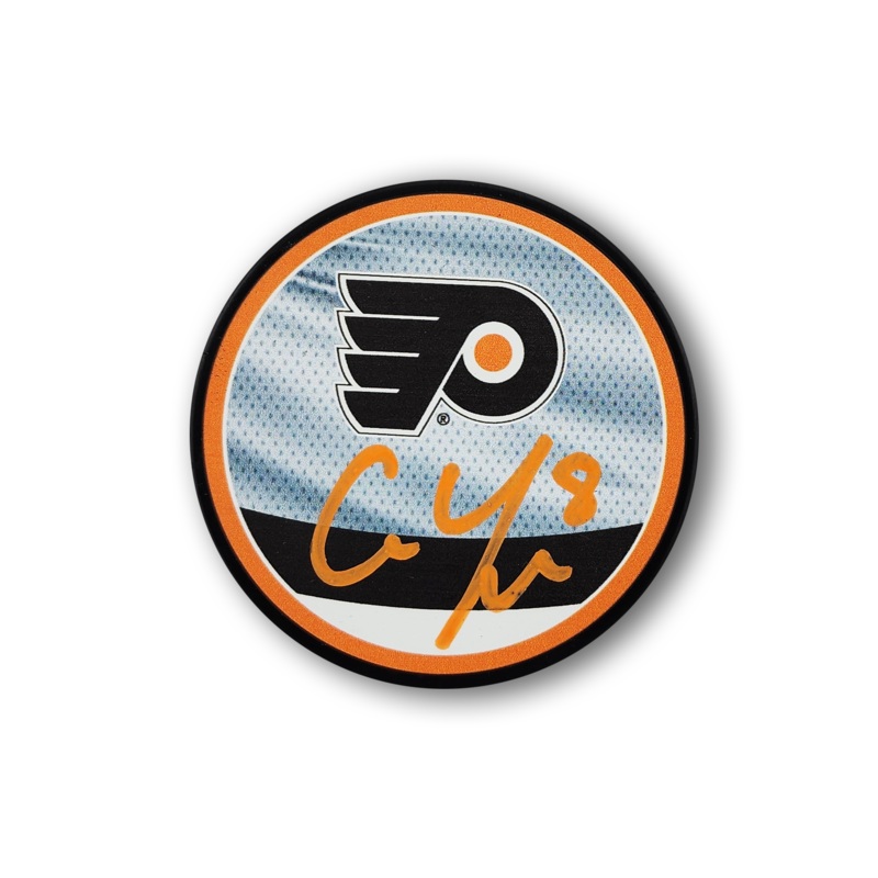Cam York Autographed Philadelphia Flyers Reverse Retro Hockey Puck