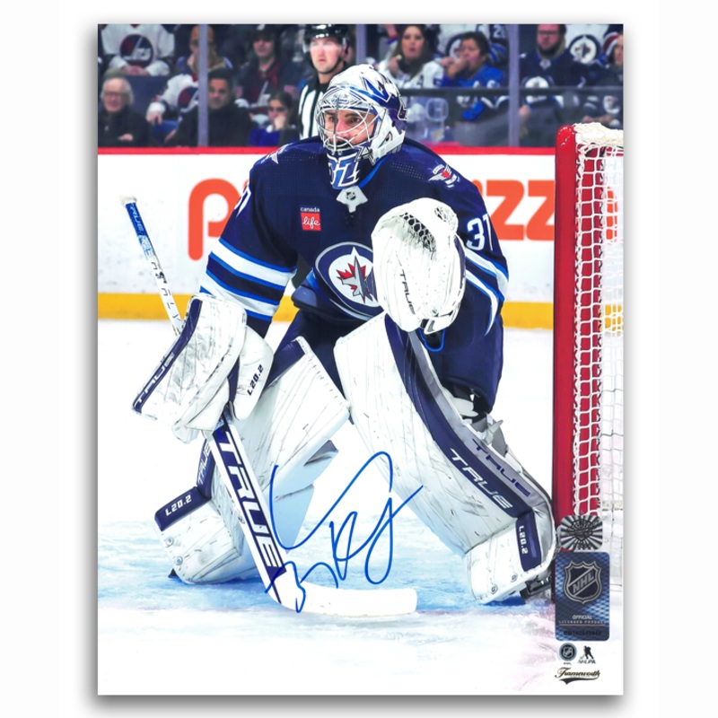 Connor Hellebuyck Winnipeg Jets Autographed Home 8×10 Photo