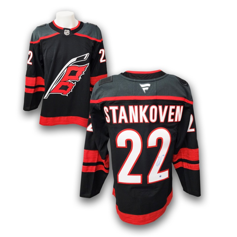 Logan Stankoven Autographed Carolina Hurricanes Home Fanatics Premium Jersey