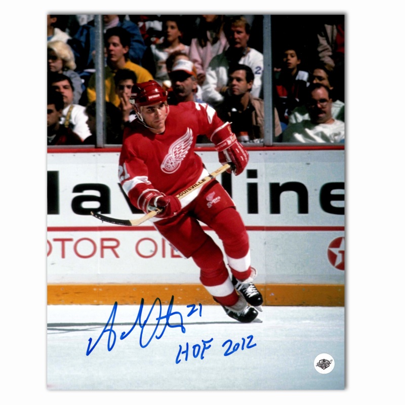 Adam Oates Autographed Detroit Red Wings Home 8×10 Photo