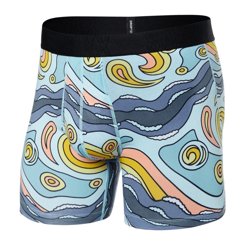 Saxx DropTemp Cooling Cotton Boxers – Starry Surf – Light Blue